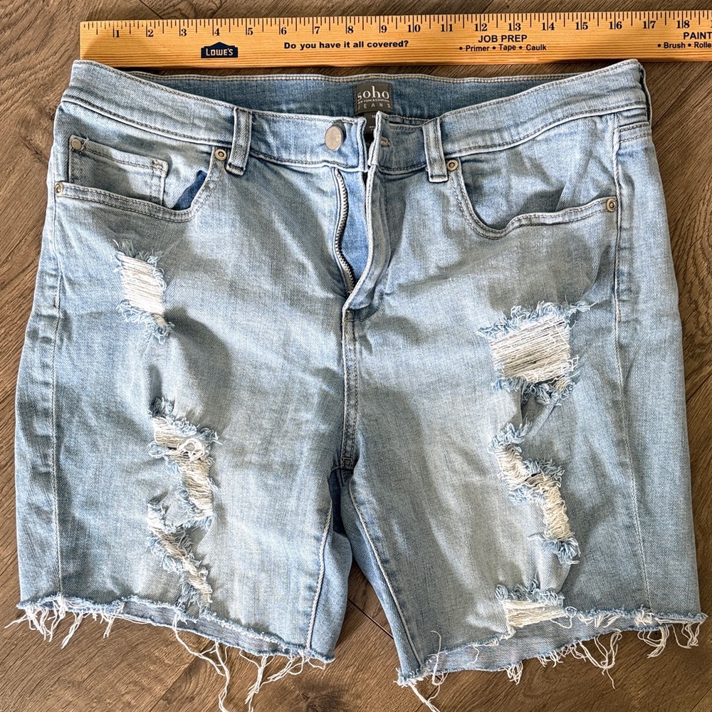 Soho Light Blue Ripped Jean Shorts